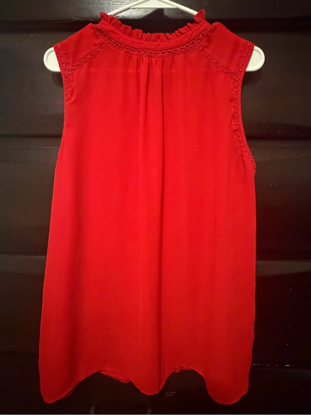 LOFT Red Ruffle-Neck Sleeveless Camisole